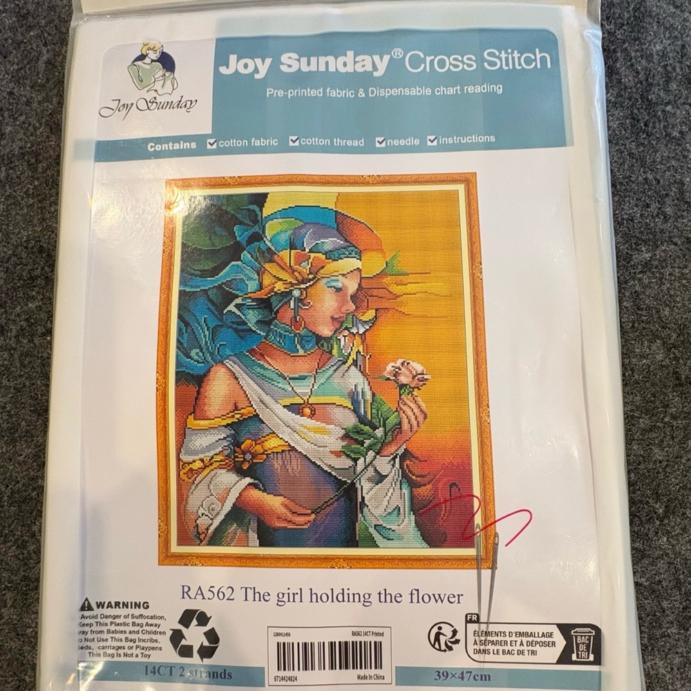 Joy Sunday Colorful Cross Stitch Kit RA562 The girl holding the flower New